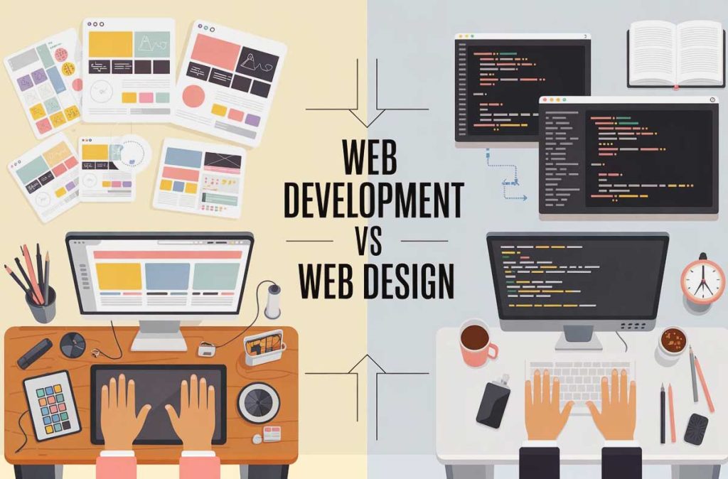 What is the difference in web development and web designing?